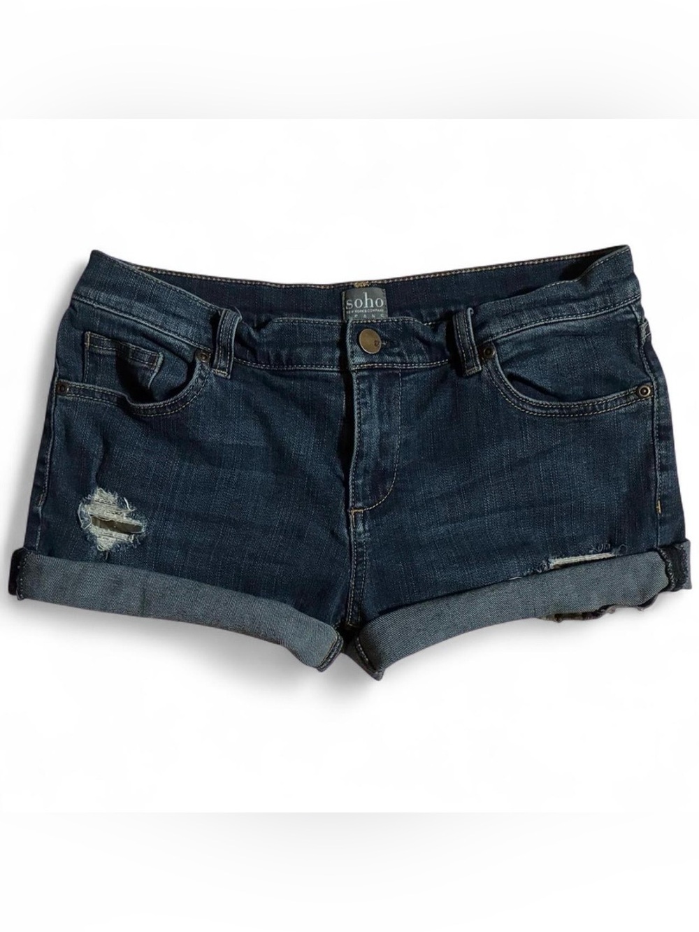 New York & Company Indigo Rolled-Hem Denim Shorts